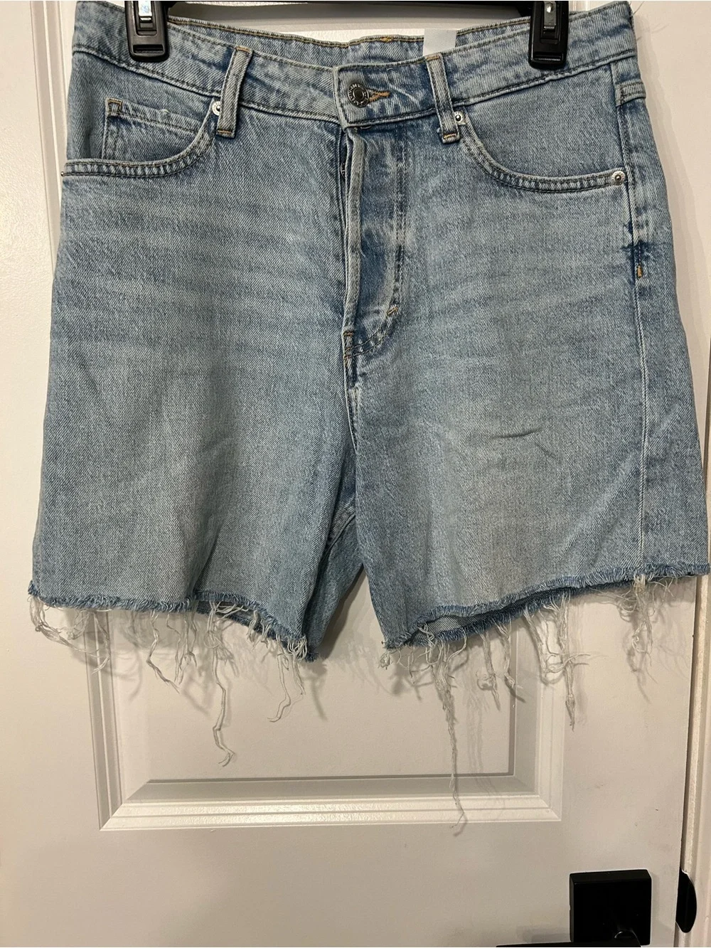 H&M Light Wash Denim Cutoff Shorts with Frayed Hem